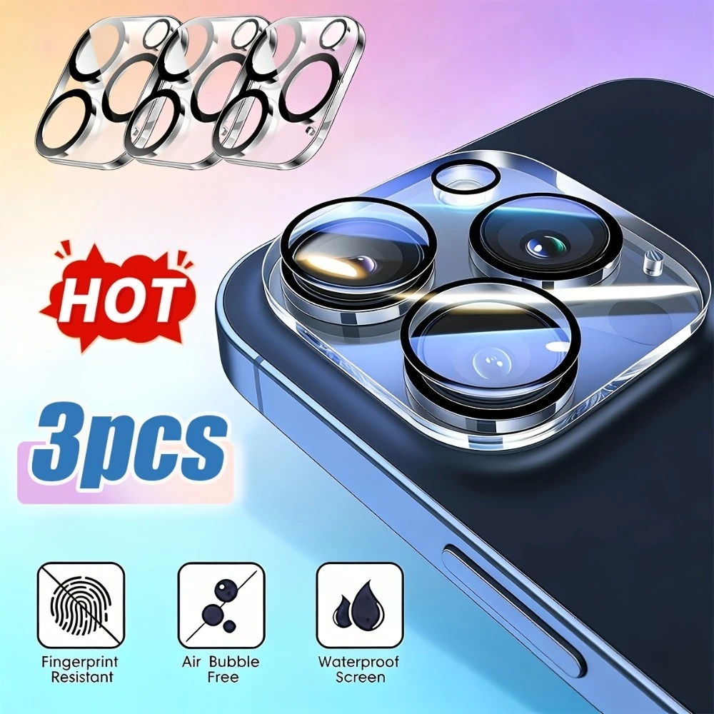 

Комплект из 3 ультрапрозрачных защитных стекол для объектива камеры iPhone 17, 16, 15, 14 Pro Max, 13, 12, 11 Pro, Air 15, 16 Plus, защита от царапин