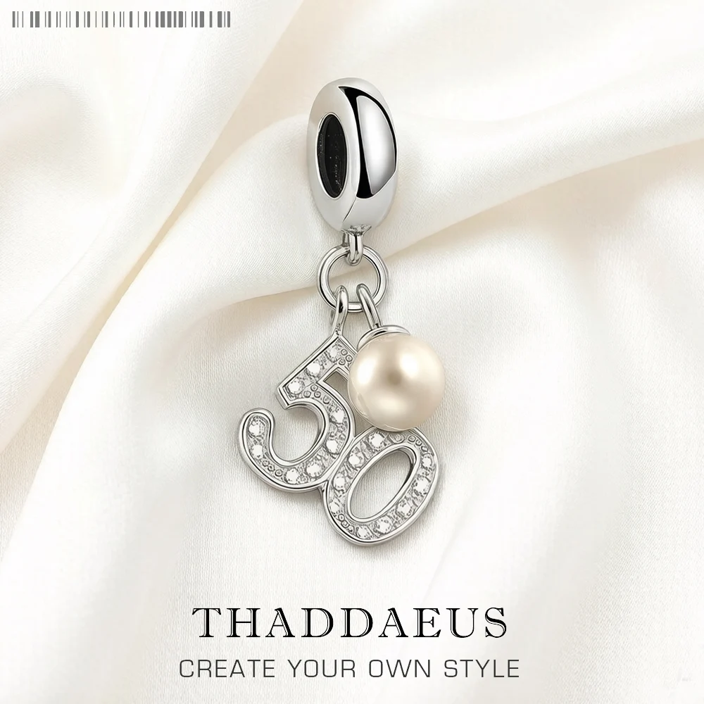 Hot Fashion Jewelry Lucky Number 50 Pendant Charm Brand New 925 Sterling Silver Trendy Gift For Women