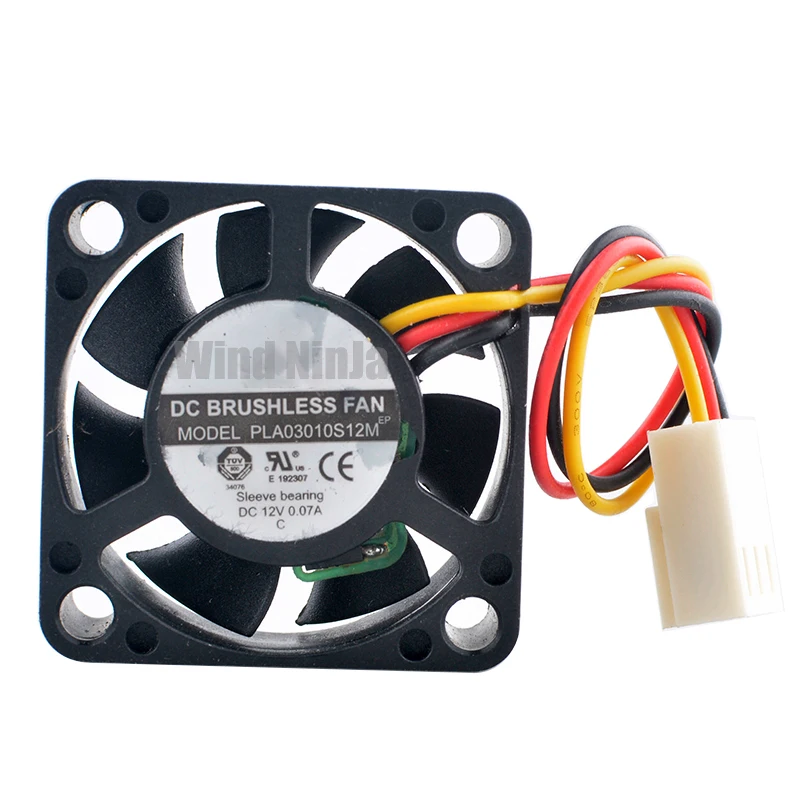 (2Pcs) 30mm Micro Cooling Fan PLA03010S12M 30x30x10mm DC12V 0.07A 3Pin for Computer CPU Motherboard
