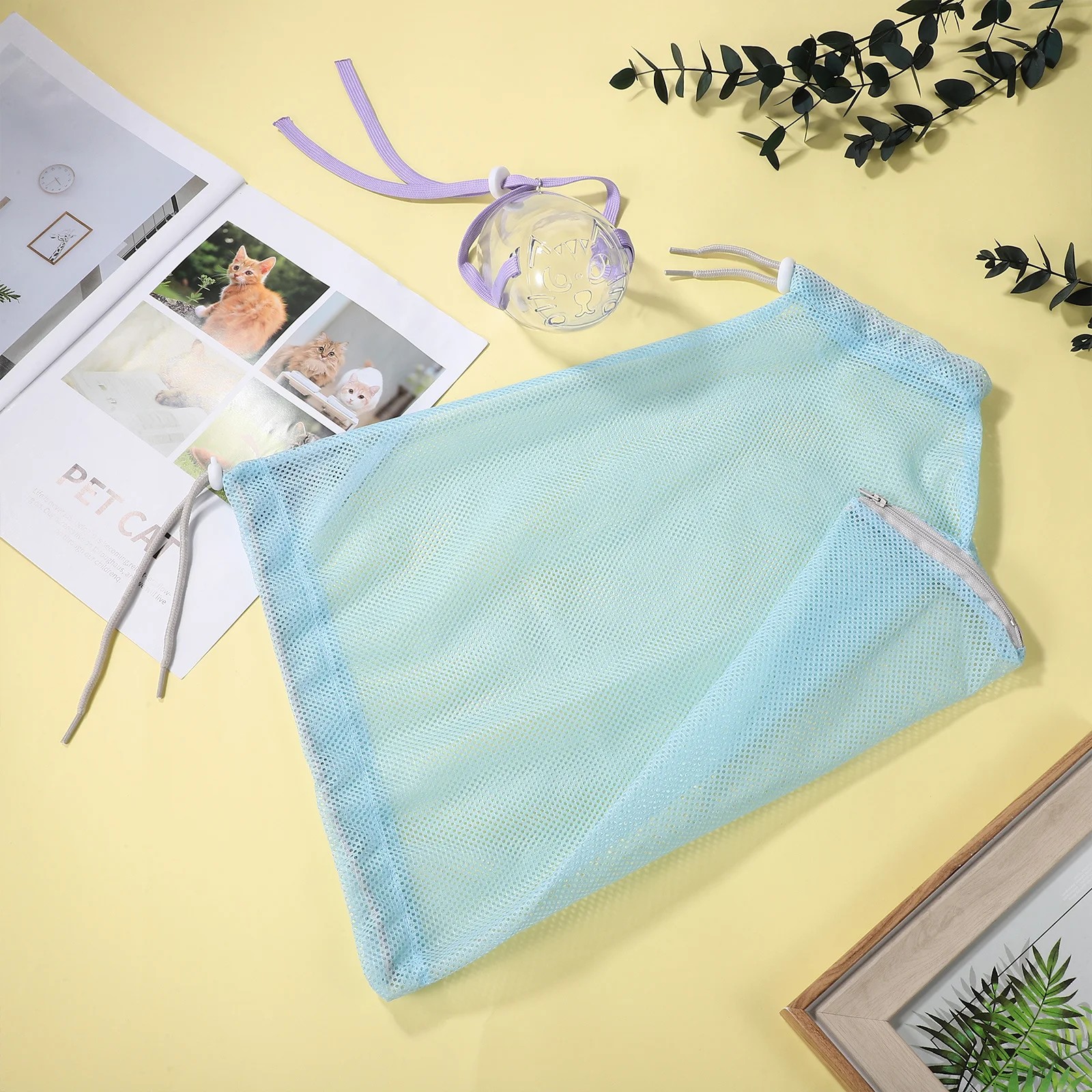 

Cat Bathing Bag Adjustable Breathable Polyester Mesh Grooming Net For Shower Nail Trimming Kitten Washing Muzzle Restraint Quick