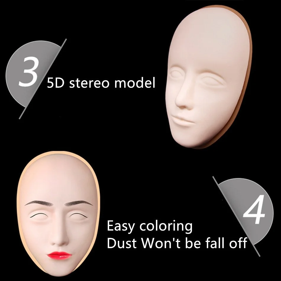 5D Facial Tattoo Training Head Silicone Practice Permanent Makeup Lip Eyebrow Microblading Tattoo Skin Beginner Fog Pmu Supplies