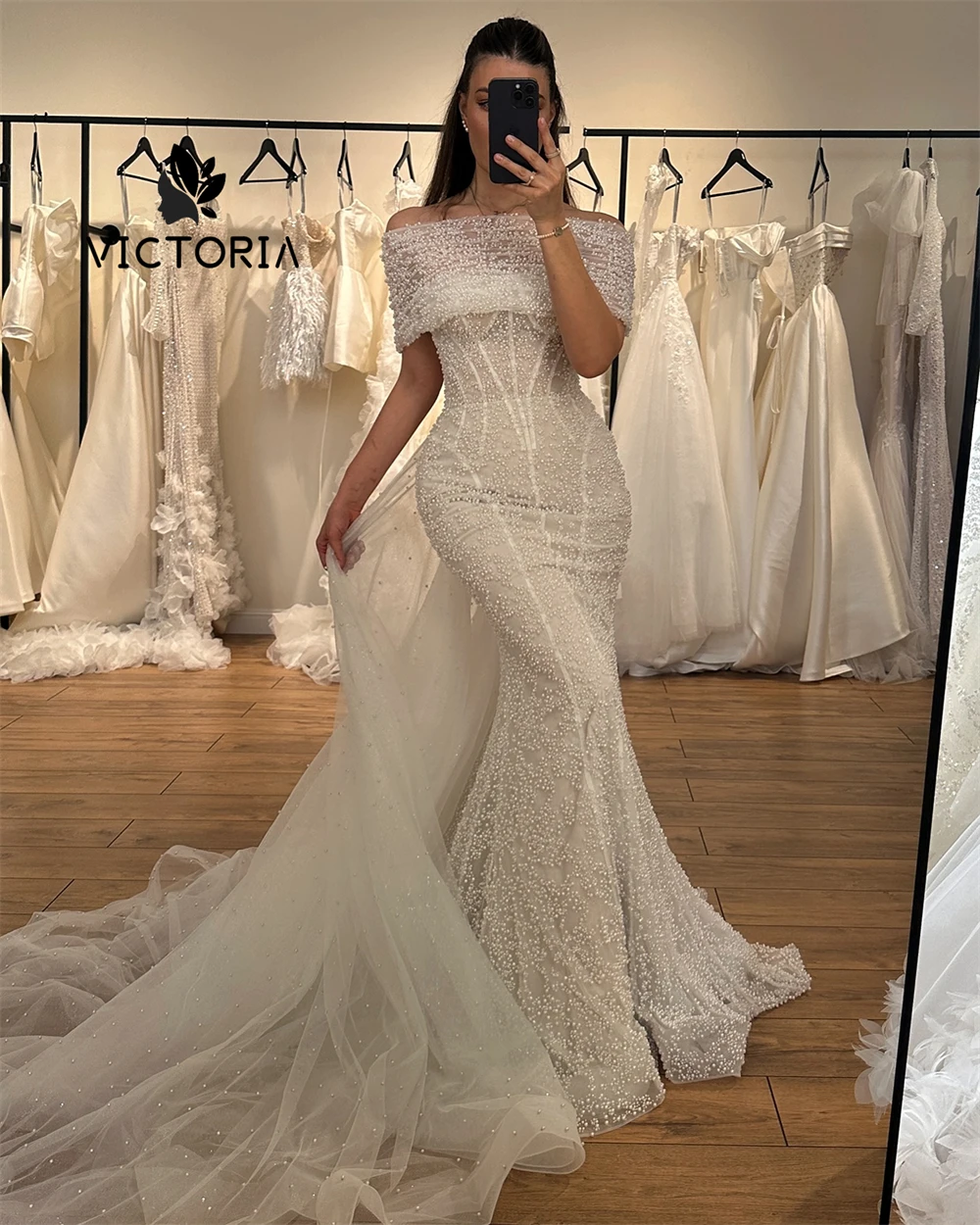 

Dubai Beaded Off The Shoulder Mermaid Arabic Wedding Dresses With Train Luxury Engagement Reception Gowns 2025 فستان Customized