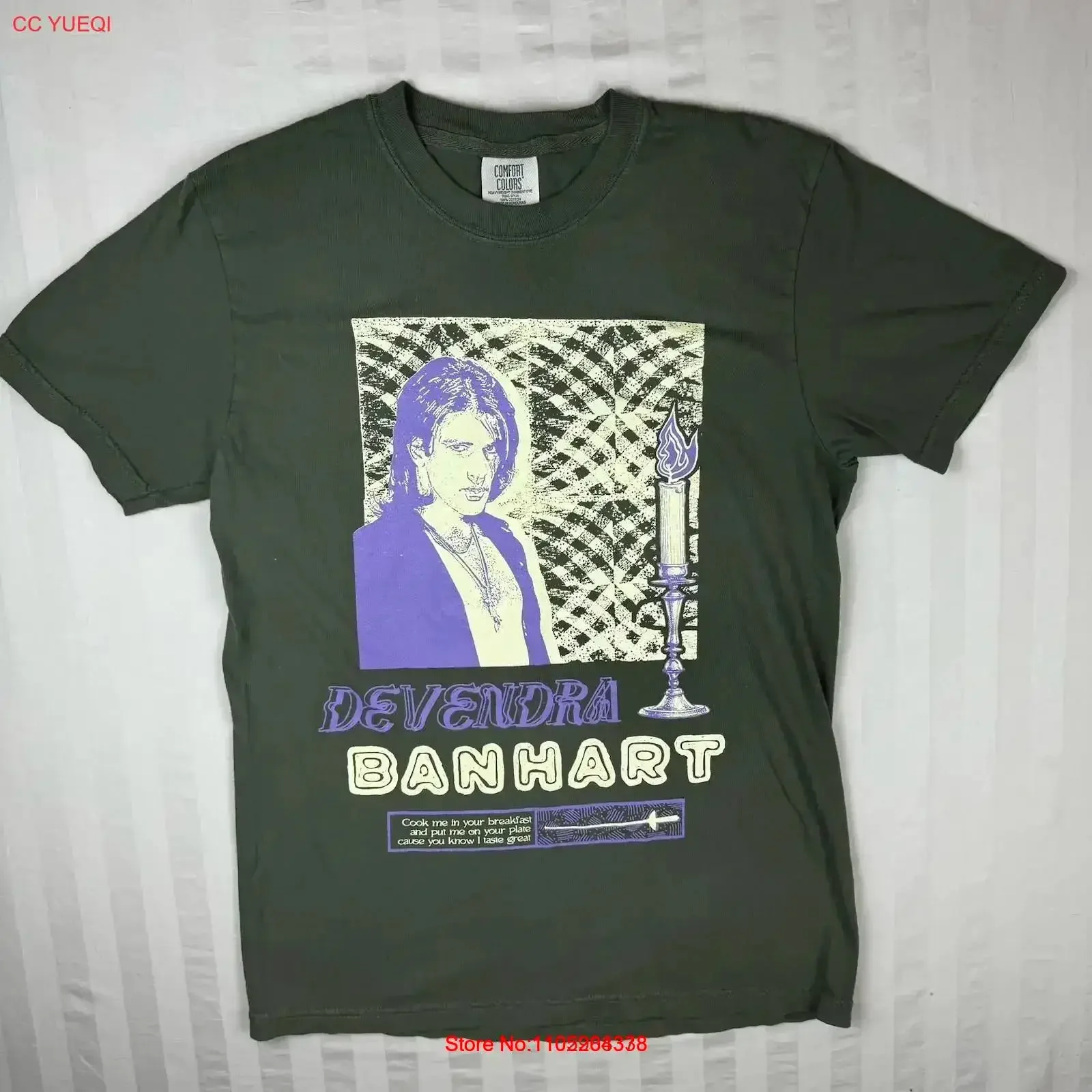 

Devendra Banhart T Shirt Mens Small Green At The Hop Lyrics Band vintage Washed Top For Everyday Wear designer clothes Slightly