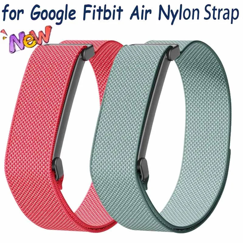 Metallgehäuse + Sport-Nylonarmband für Google Fitbit Air, atmungsaktives, bequemes, elastisches Magnetarmband für Google Fitbit Air Band