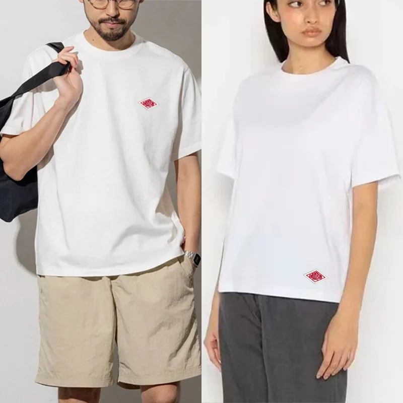2025 Exported To Japan Orders Classic Embroidery Fashion Solid Simple Loose Short Sleeve Cotton Couple T-shirt Men/Women Top