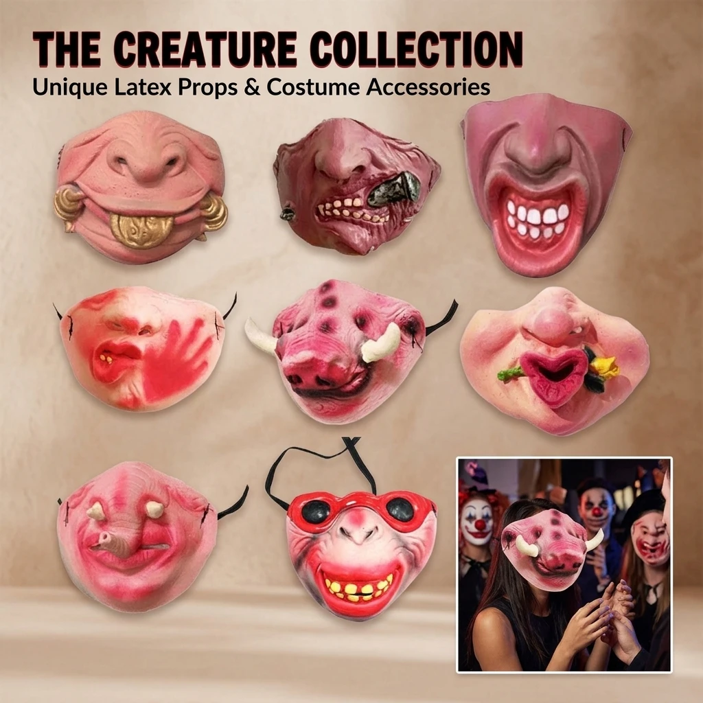 Halloween Parody Prank Half Face Mask - Funny Marriage Game Props Latex Pig Nose Accessory for Gag Jokes And Entertainment