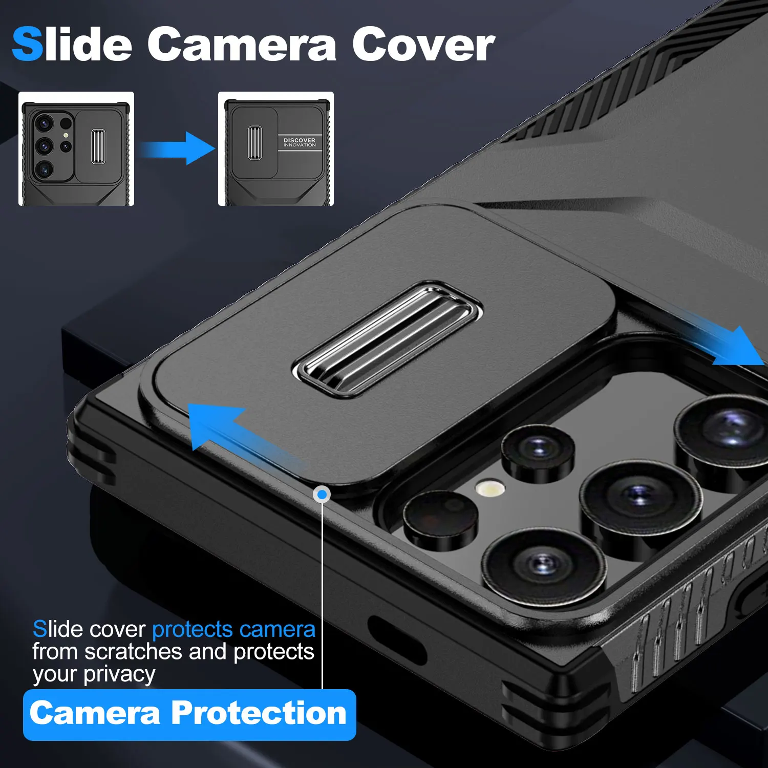 Wytrzymałe, odporne na wstrząsy etui do Samsung Galaxy S26 Ultra S25 FE S24 S23+ 5G z przesuwanym okienkiem, ramką z TPU i twardą plastikową tylną obudową. — zdjęcie produktu 2