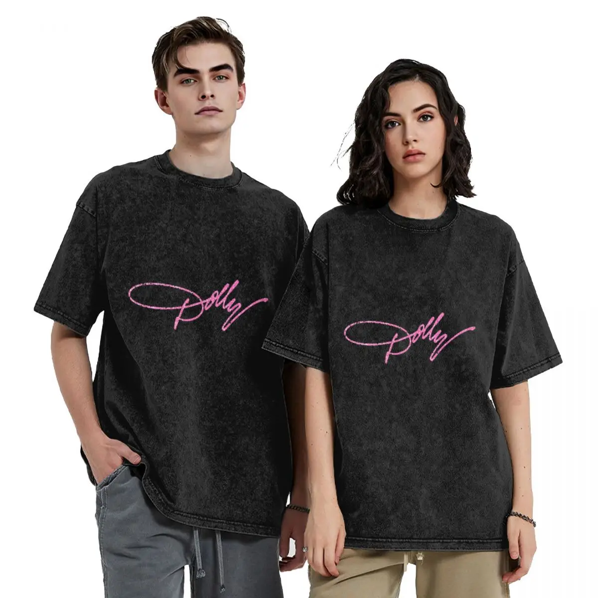 Dolly Parton Pink Sparkle Hip Hop Short Sleeve T-Shirts Washed Tops Tees Streetwear T Shirt Cotton for Men Women