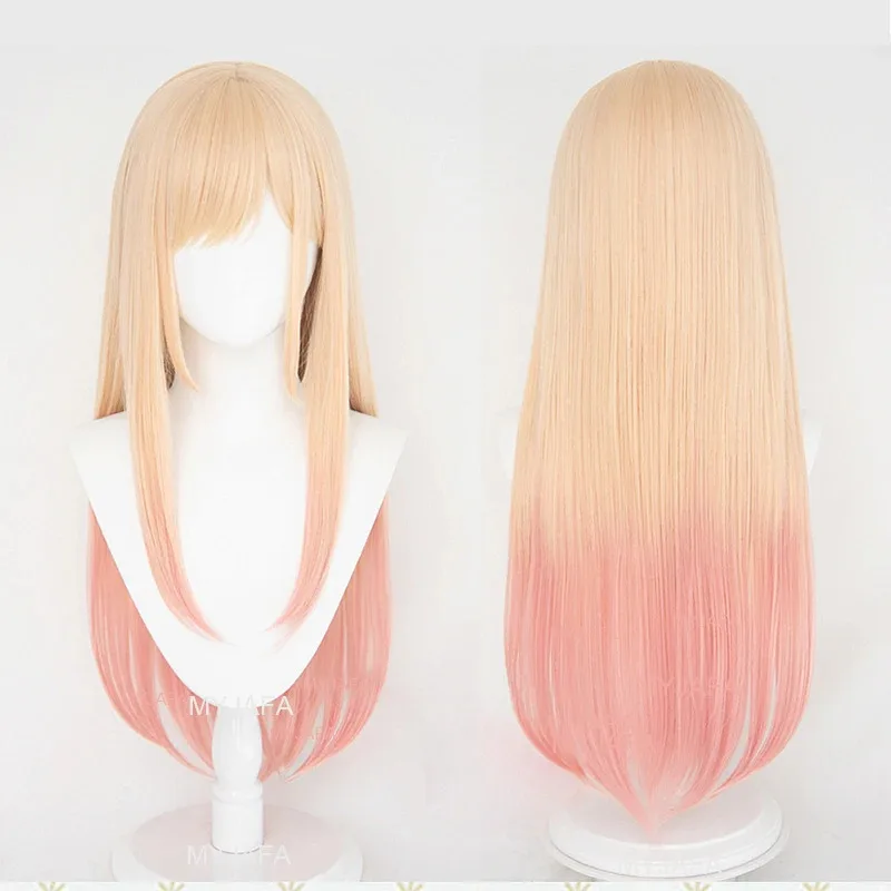 Alta qualidade marin kitagawa peruca cosplay meu vestido querido longo rosa gradiente resistente ao calor cabelo festa anime perucas + peruca boné