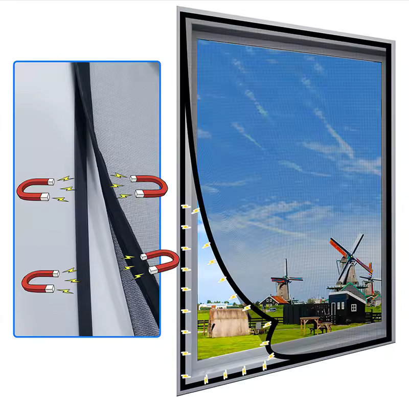 DTGJ מסך מגנטי חדש Windows Mosquito רשת גודל מוגדר שחור Fiberglass Invisible Mesh אוויר Tulle Anti insect fly לווינות מתאימות לחלונות בית, חלונות מכוניות