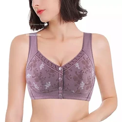 Confortable Bra Cotton Women Wire Free Bras Floral Front Closure Underwear Female Everyday Lingerie Big Bust K54