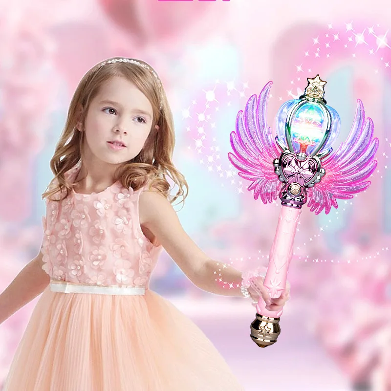 New Girls Princess Magic Wand Kids Toys Little Magic Fairy With Music Rotating Ball Magic Wand Little Girls Light-emitting Toys