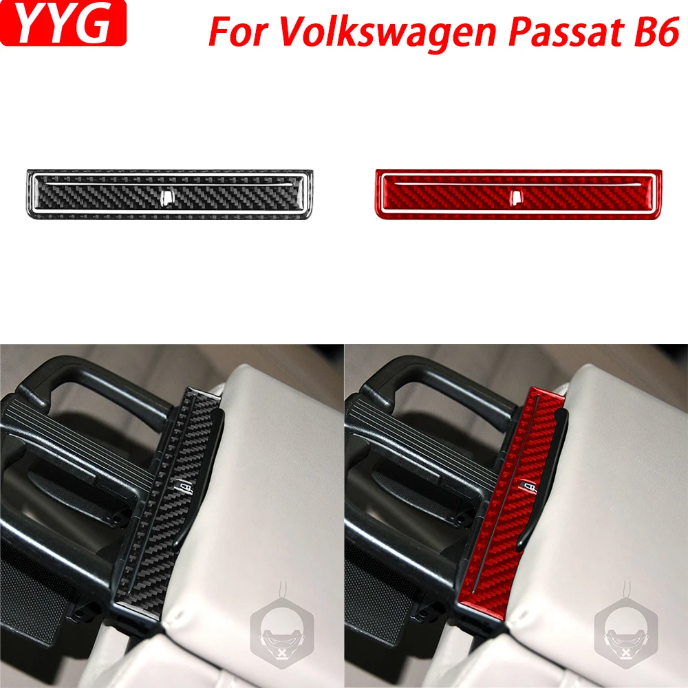 

For Volkswagen VW Passat B6 2006-2011 Real Carbon Fiber Rear Water Cup Holder Panel Trim Cover Car Interior Accessories Sticker