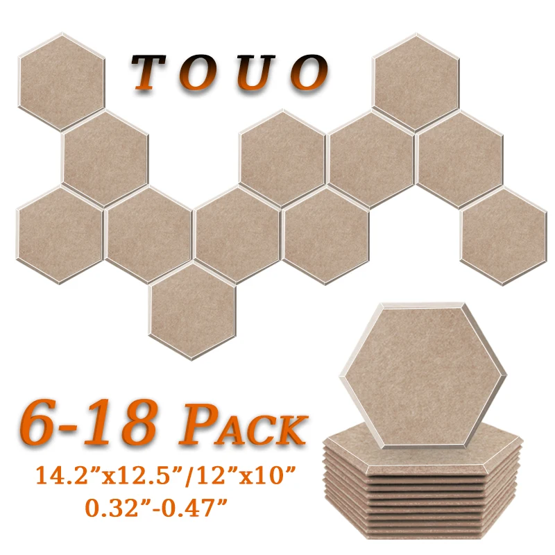 TOUO Acoustic Panel 6/12/18 Pcs Flame-Retardant Sound Insulation Wall Panels Sound Absorbing Material Studio Acoustic Treatment