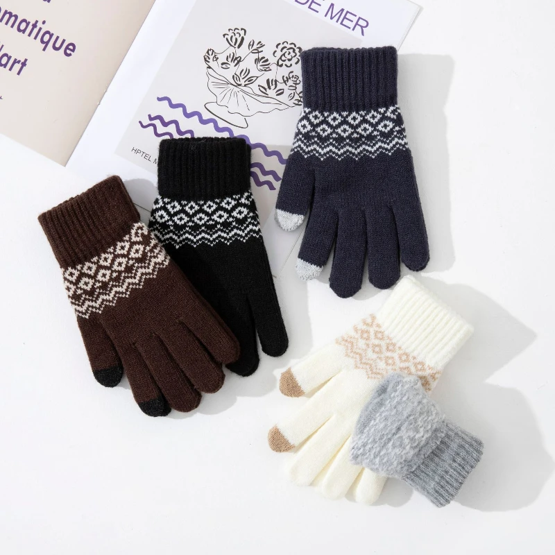 Warme Winter-Fleece- und verdickte Outdoor-Rad-Touchscreen-Handschuhe oder Kletterhandschuhe aus gestrickter Wolle sind gut für warm