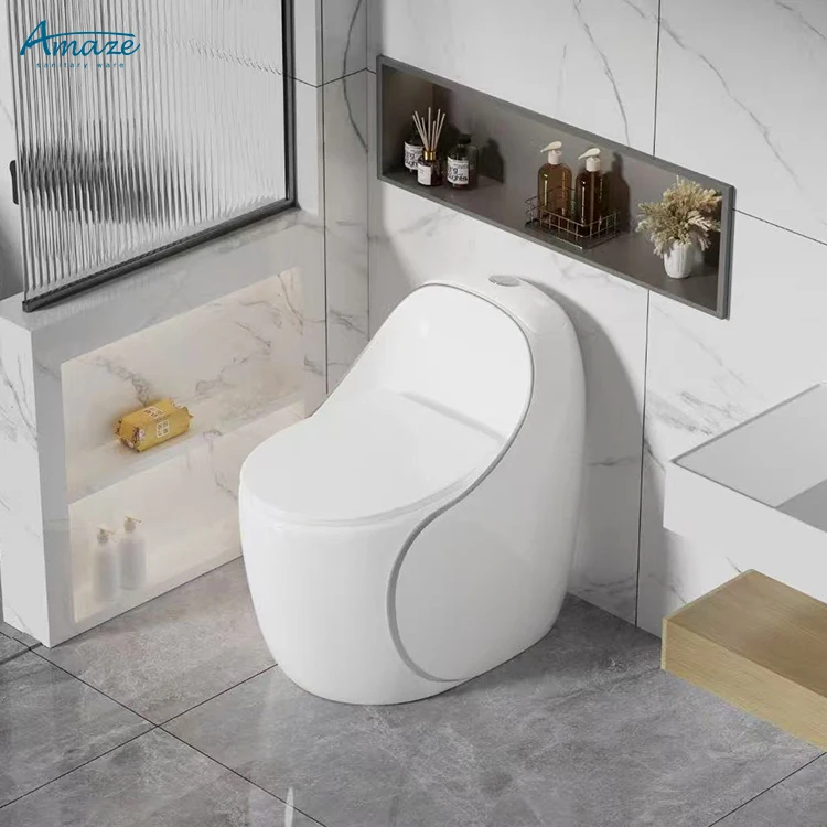 Factory Luxury Round Egg Shape One Piece Toilet Commode Siphon Color Water Closet Floor Mounted WC for Bathroom - view 3