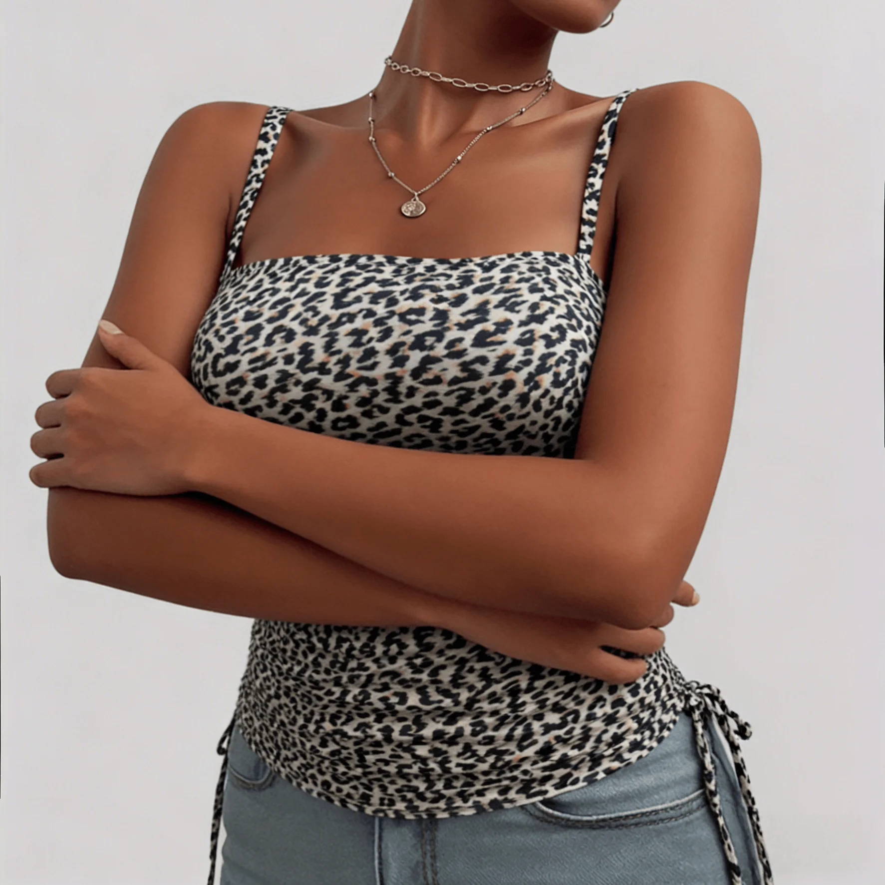 Frühling Sommer Frauen Mode Sexy Leopard Print V-ausschnitt Ärmellose Tank Top Straße Trend Leibchen Für Damen Casual Wear