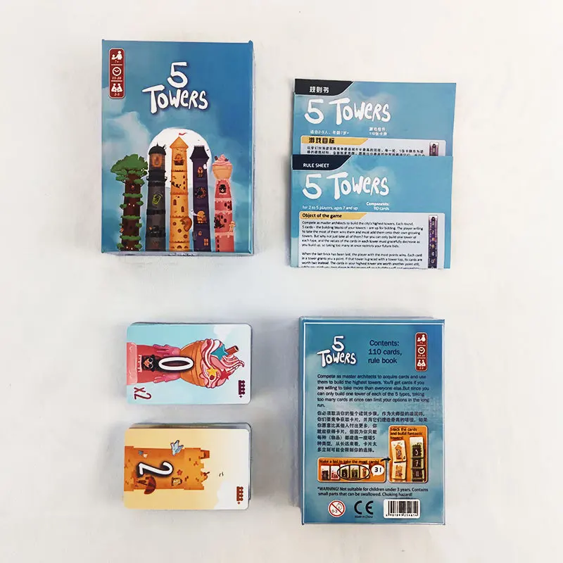 5 أبراج استراتيجية مجردة التراص برج لغز مجلس لعبة الترفيه جمع النسخة الصينية-الإنجليزية