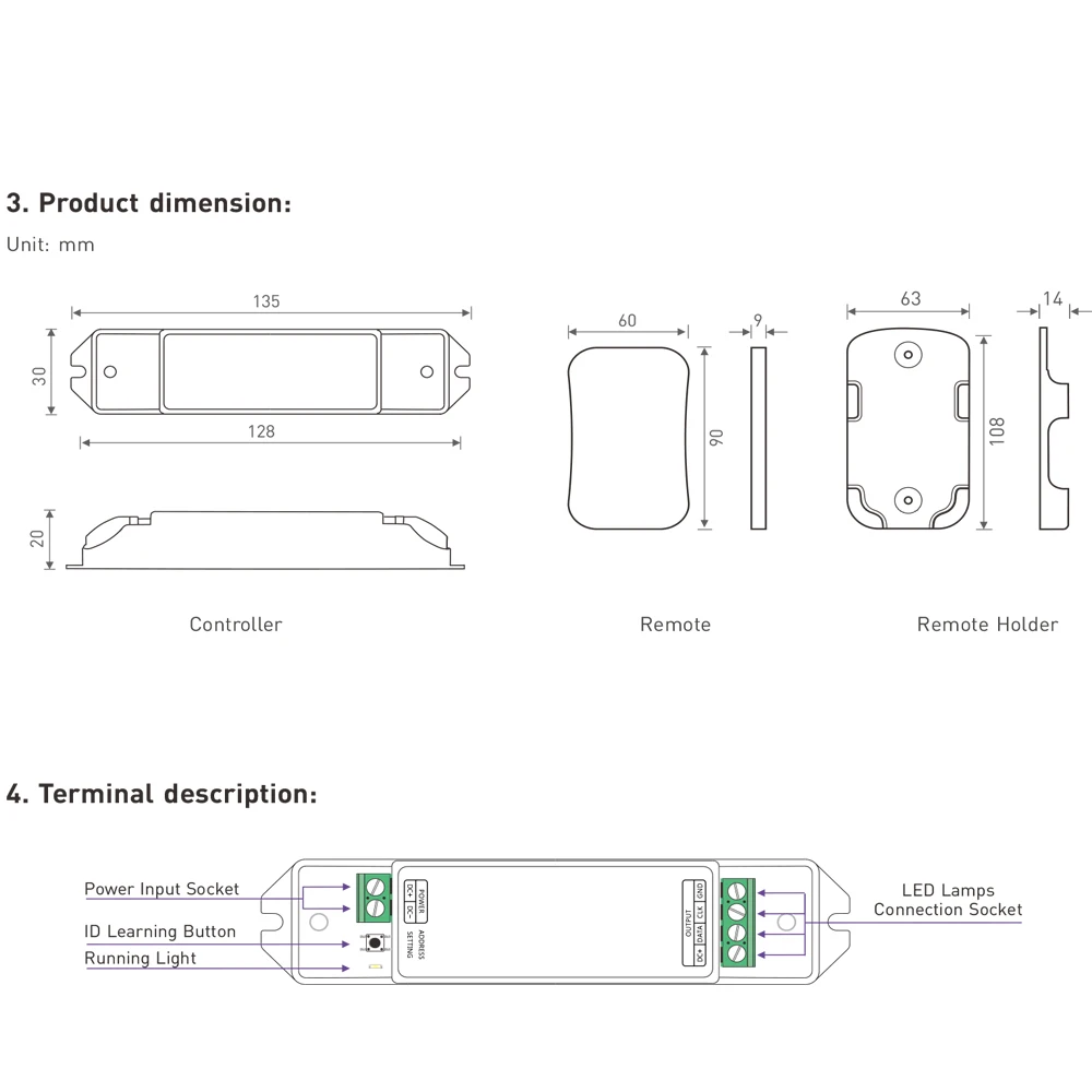 LTECH SPI-16S+M16S LED Fantastic Pixel Controller With 2.4GHz RF Remote Control For DC5V-24V 2811 2812 APA Magic LED Strip Light
