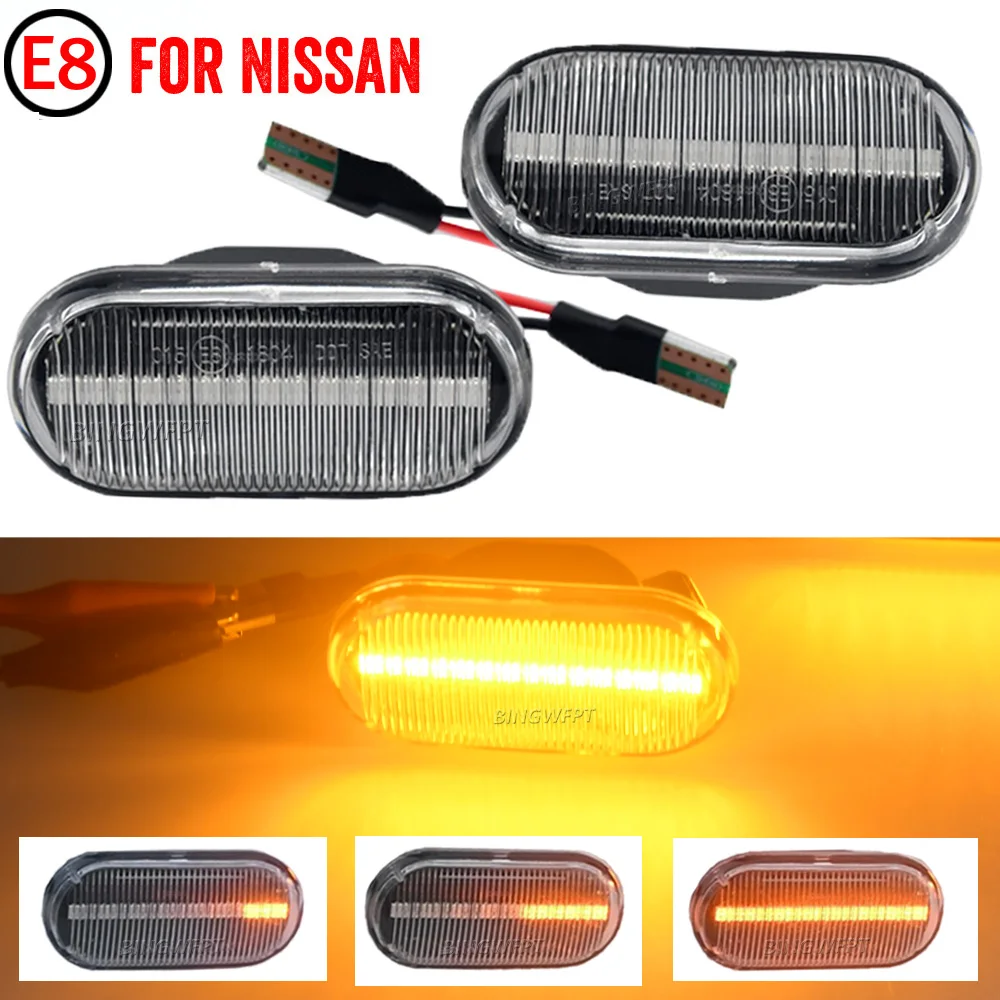 Dynamic LED Car Side Marker Lights Repeater Signal Lights For Nissan Qashqai Noto Micra Navara Cube Tiida 350Z Pathfinder 2-pcs