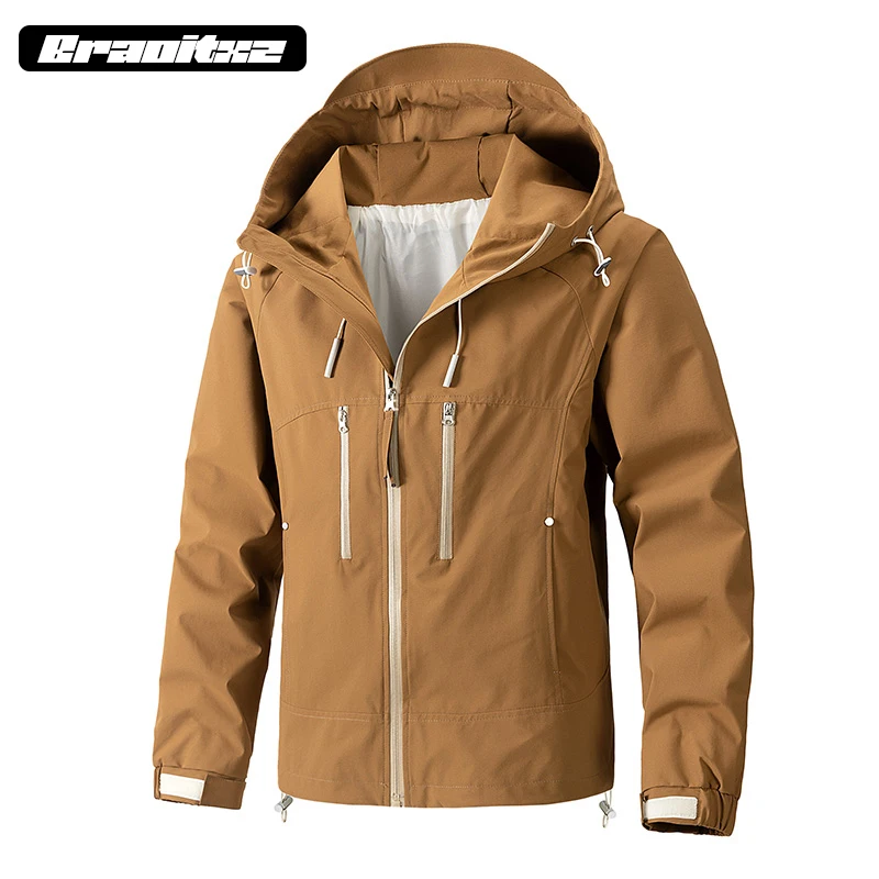 New Men Spring Autumn Outdoor Fashion Casual Windproof Breathable Jacket Coats Men Waterproof Thin and Light Hooded Jacket Men