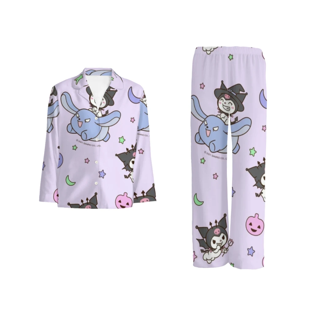 

Sanrio Kurome Complete set of printed pajamas, comfortable/cute/patterne