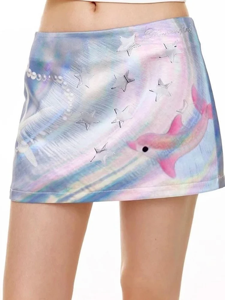 

Harajuku Printed Mini Skirt Women Fashion Low Waisted Slim Fit Hip A-line Skirts Sweet Y2k Spicy Girl Streetwear Faldas