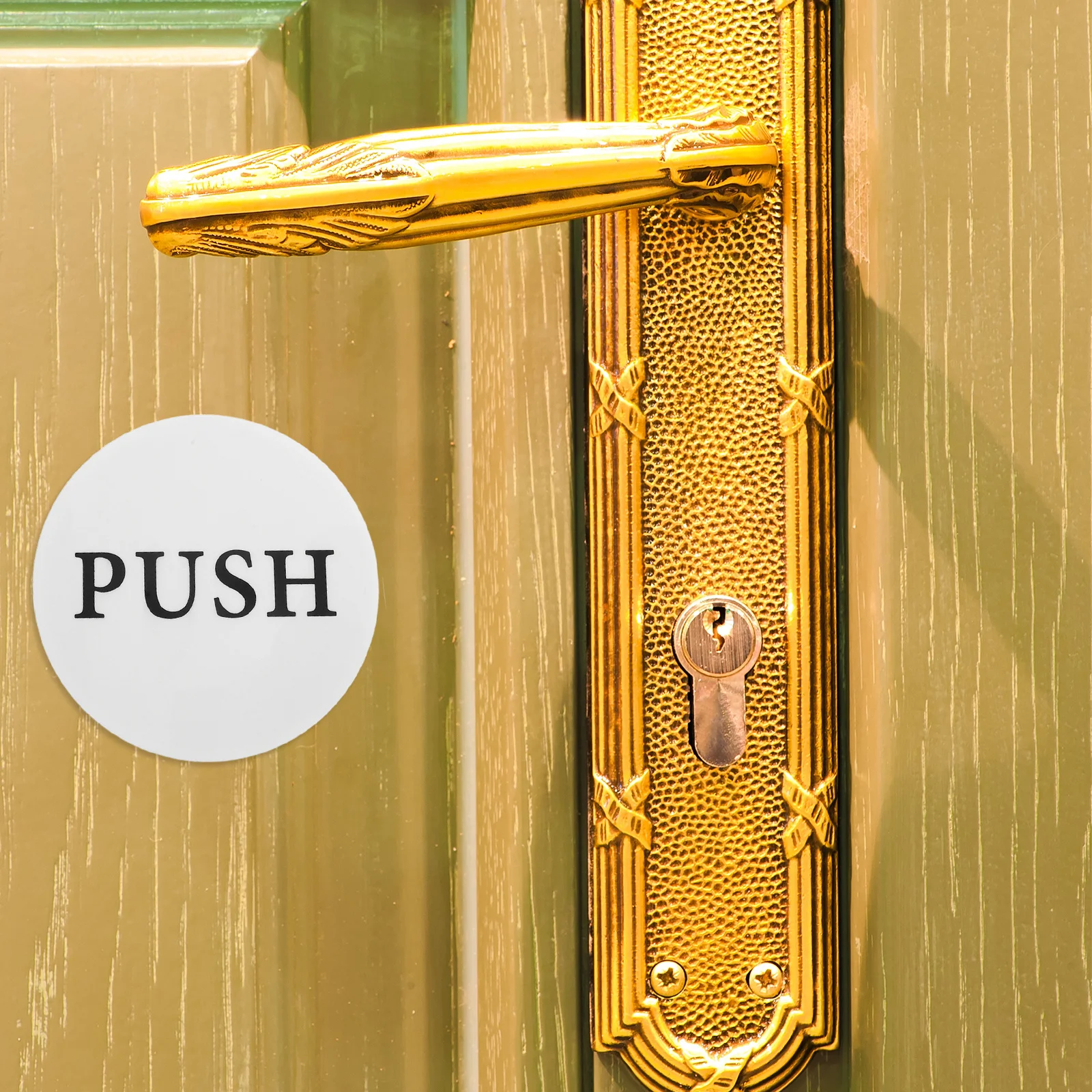 2Pcs Push Pull Door Sign Self-Adhesive Acrylic Round Sticker Removable Marker for Commercial Stores Cafes Offices