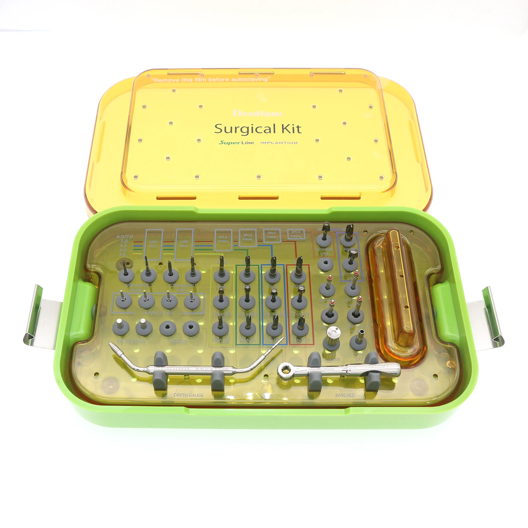 Dental Dentium Kit UXIF SuperLine & Implantium Instrument Kit Depth Gauge Ratchet