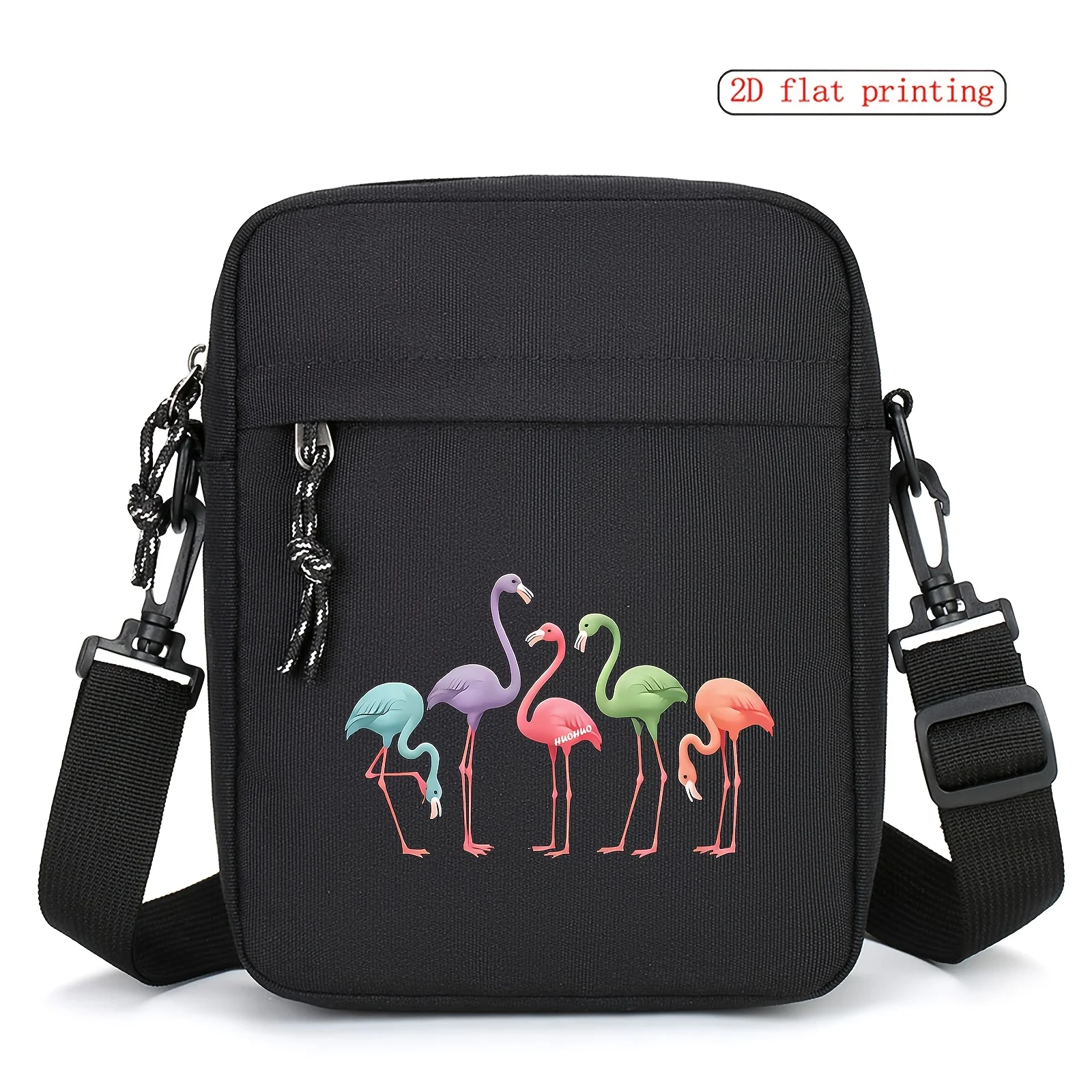 

New Men's Crossbody Bag, Nylon Square Mini Bag Versatile with Colorful Crane Print Single Shoulder Crossbody Cycling Phone Bag