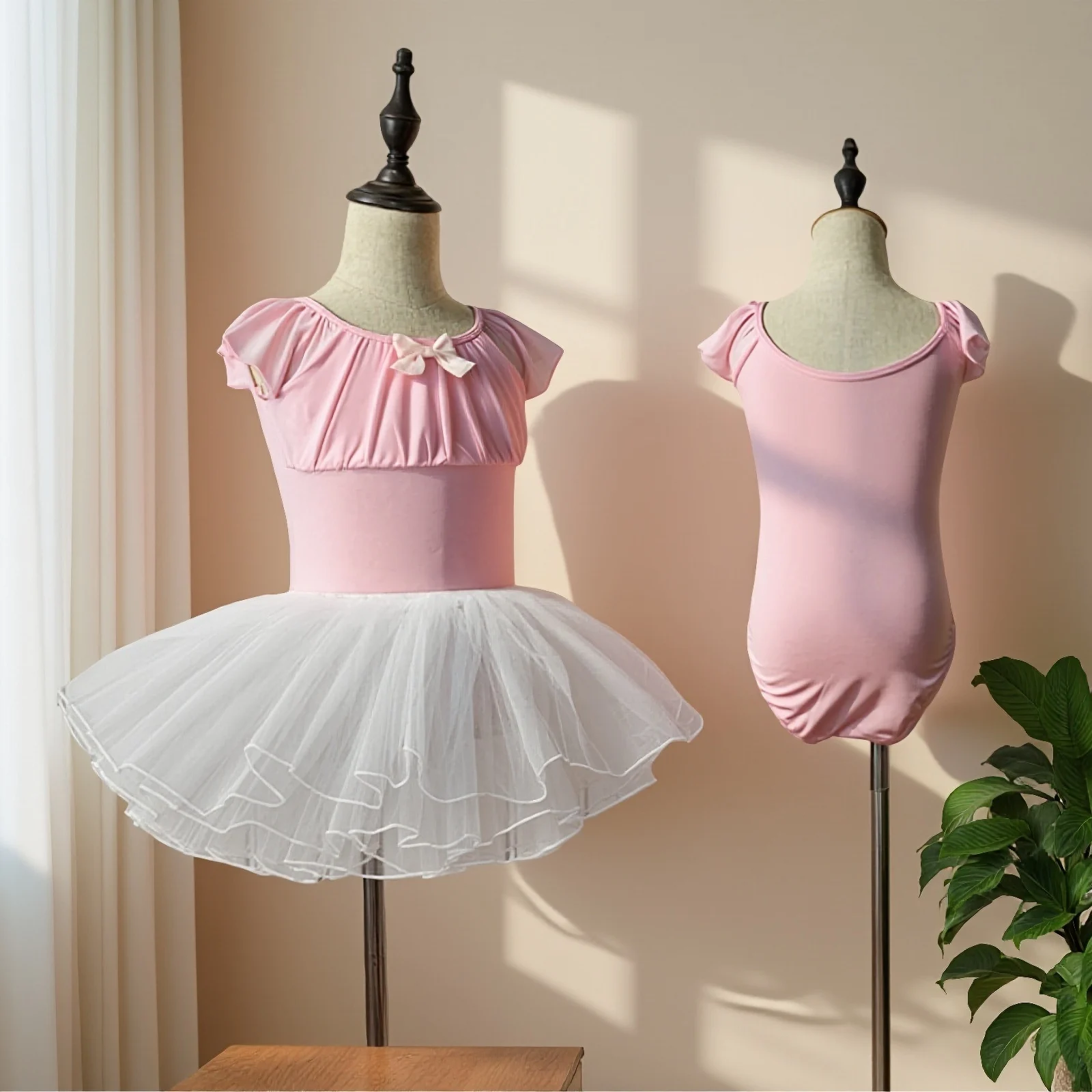 هايت الجودة الفتيات فستان الباليه الاطفال الباليه توتو ملابس الرقص أزياء رقص الجمباز ثياب تنورة قصيرة الأكمام لراقصة الباليه