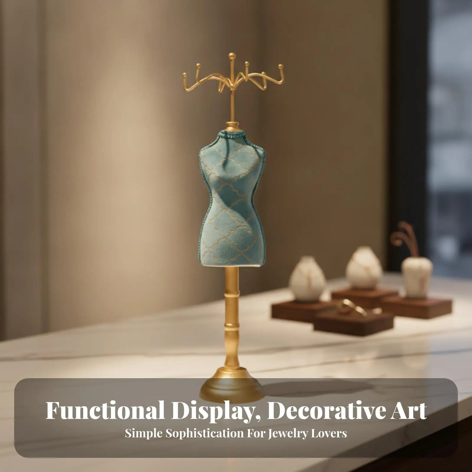 Jewelry Display Stand Gold-Finish Mannequin Torso Stand Stable for Boutique