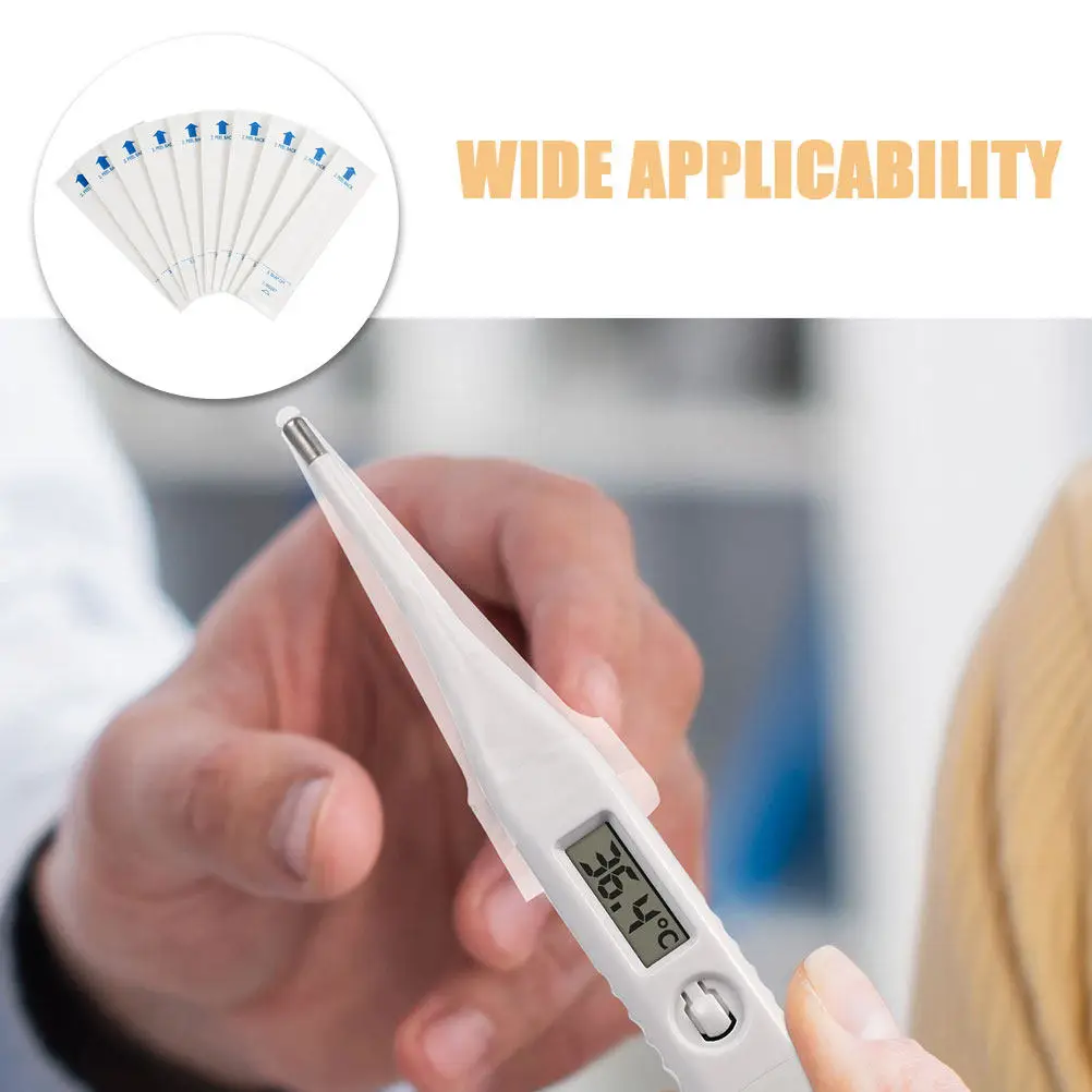 150Pcs Universal Disposable Thermometer Covers Safe Pe Paper Material for Paper Electric Thermometers Clinic Hospital Home Use