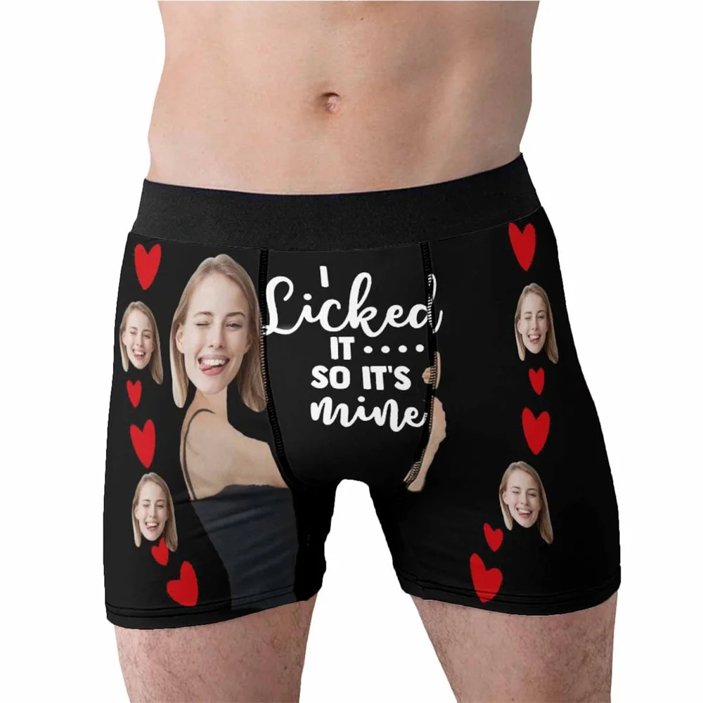 Custom Boxer Briefs with Face, Personalized Licked It So It's Mine Underwear with Photo, Boxers with Face, Gifts for Boyfriend