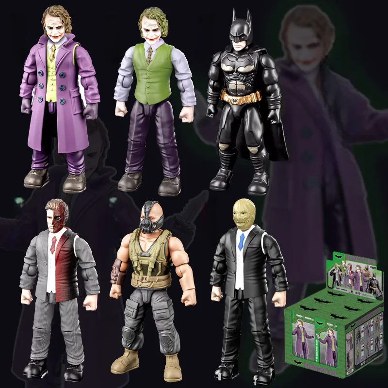 6pcs DC Justice League Batman ABS Joint Mobiliteit Bruce Wayne Joker Two-Face Bane Action Figure Blind box Anime pop Speelgoed Gift