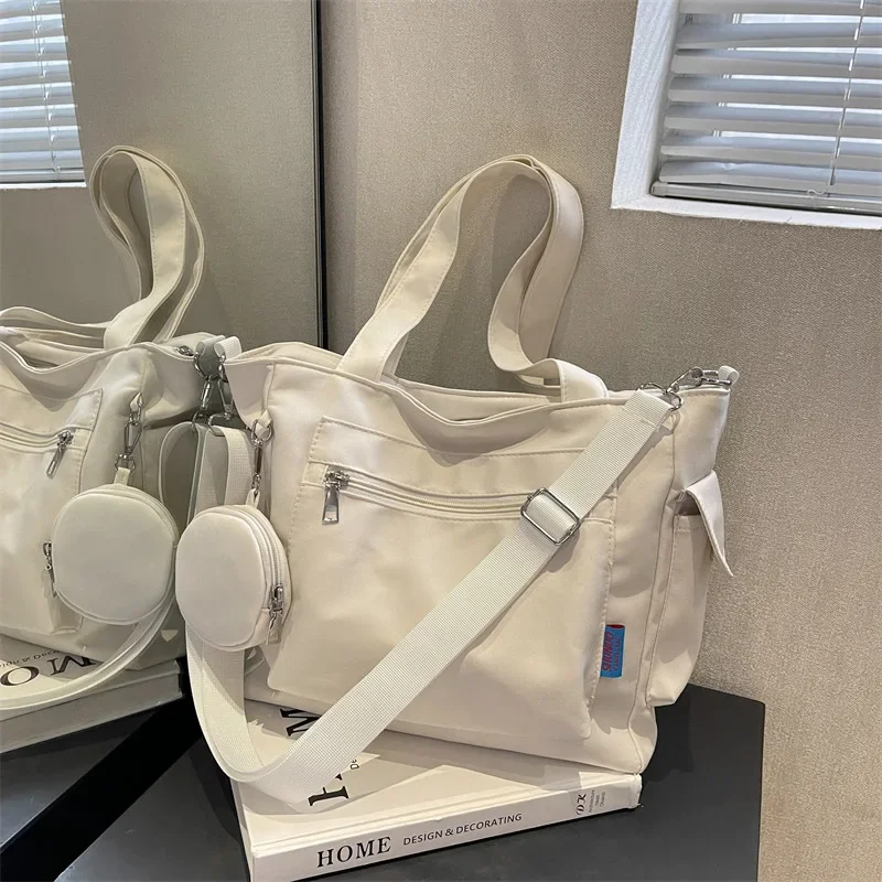 

Простота Оксфордская холщовая композитная сумка на плечо, однотонная универсальная сумка через плечо в ленивом стиле, большая вместительная сумка-тоут