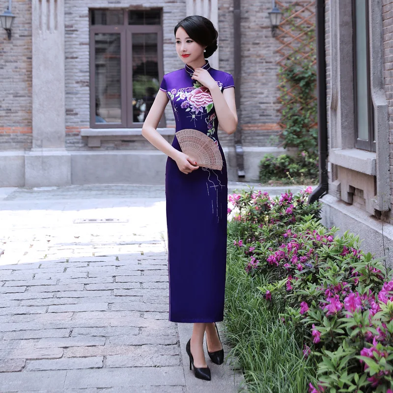 Summer New Cheongsam Modified Long Type Daily Banquet Mom Dress Women's Clothing