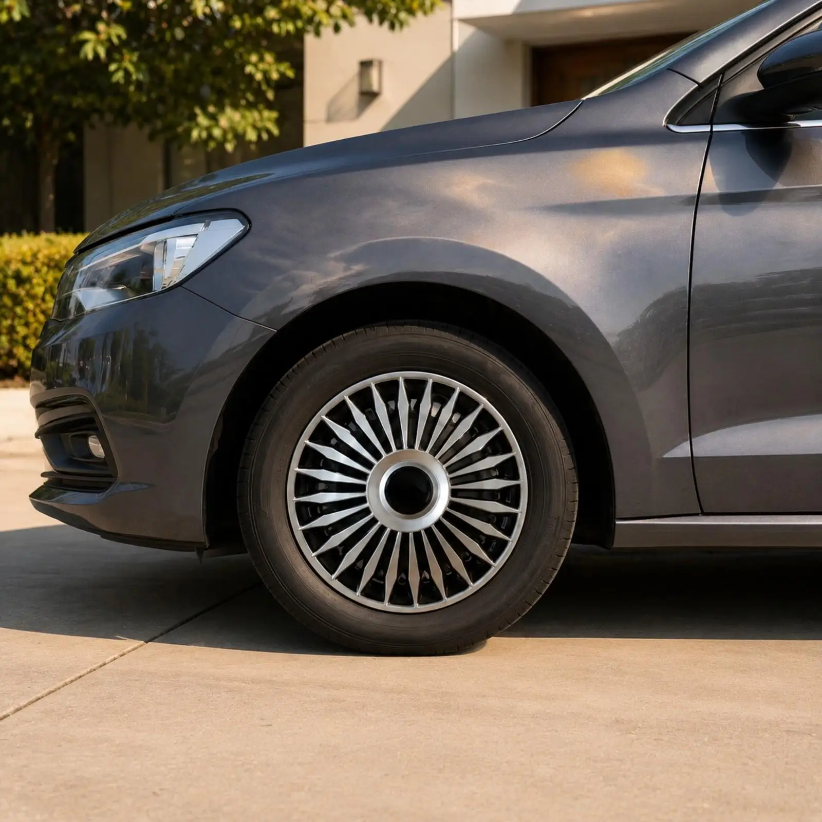 Glossy Hubcap with Multi-Spoke Design | Sporty, Wheel Hubcap, OEM Style, Hub Cap, Drivers