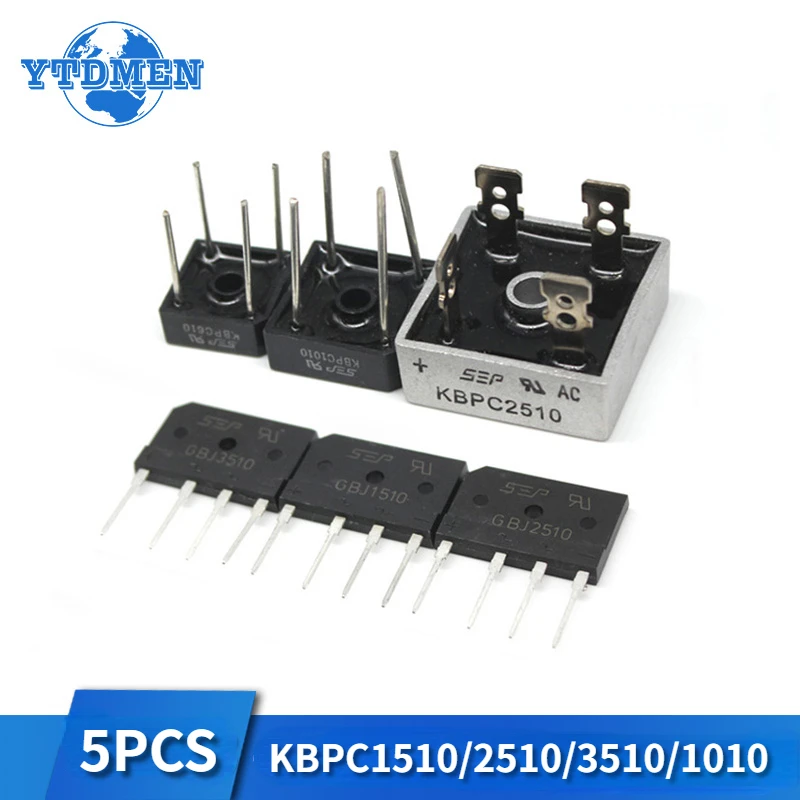 5PCS Diode Bridge Rectifier KBPC5010 KBPC3510 KBPC2510 KBPC1010 KBPC1510 GBJ1510 GBJ2510 GBJ3510 GBU1510 GBU3510 Rectifiers Kit