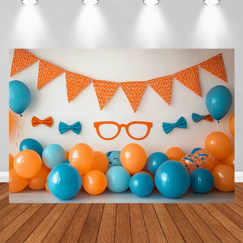 

LS Photography Background Triangular Banners Glasses Balloon Decor Birthday Cake Smash Baby Shower Kids Portrait Photo Backdrop