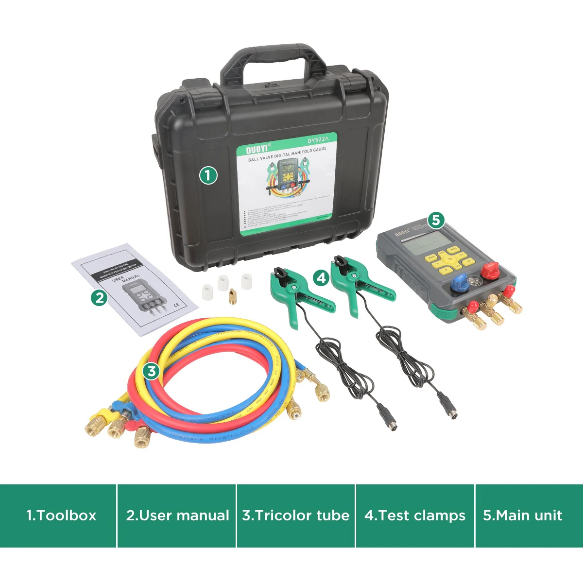 DUOYI 522A Messgerät für Klimaanlagen-Vakuum, Kältemittel-HVAC-Vakuumdruck-Digital-Manometer, Temperatur-Tester-Set – Detail 15