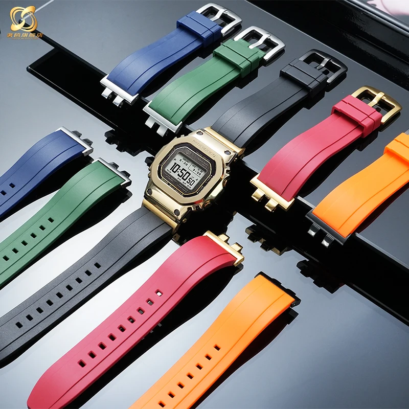 For Casio Metal Small Square GMW-BZ5000 Series Modified Rubber Silicone Men's Trendy Sports Waterproof Watch Strap Accessories