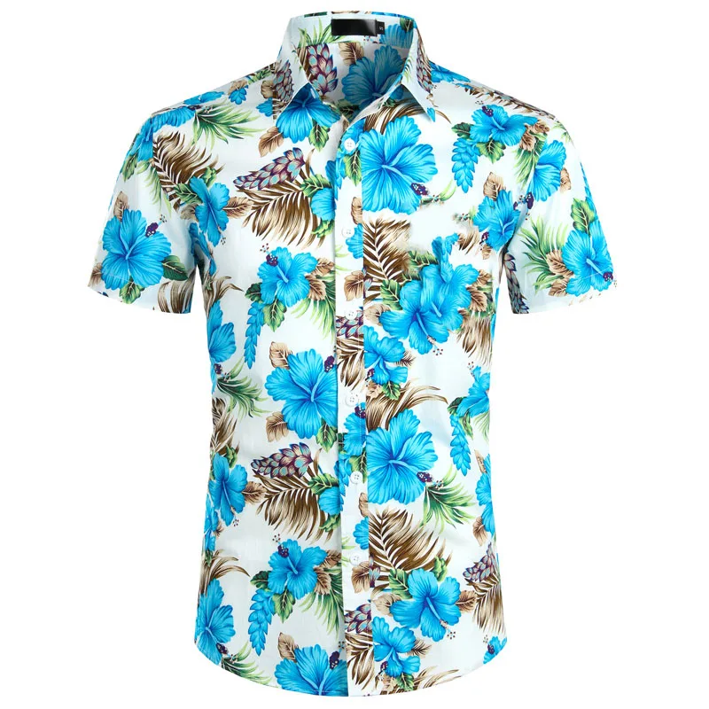 Summer Luxury Men\'s Shirt Pineapple Lapel Short-sleeved Print Hawaiian Shirts Loose Casual Fashion Oversized Tops Men\'s Clothing