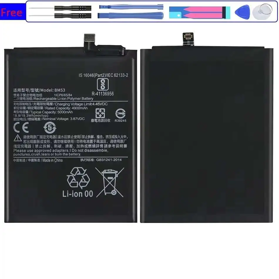 

Mobile Phone Battery For Xiaomi 10T 10T Pro Premium Replacement 5000mAh BM53 Fast Charging