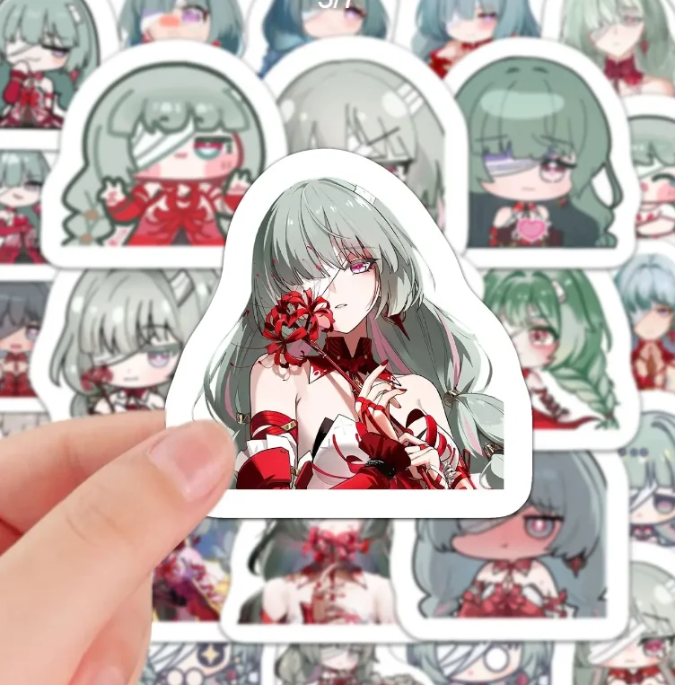 60Pcs Wuthering Waves Phrolova Anime Student Stickers Decoration Laptop Phone Suitcase Notebook Label Stationery Sticker view 3