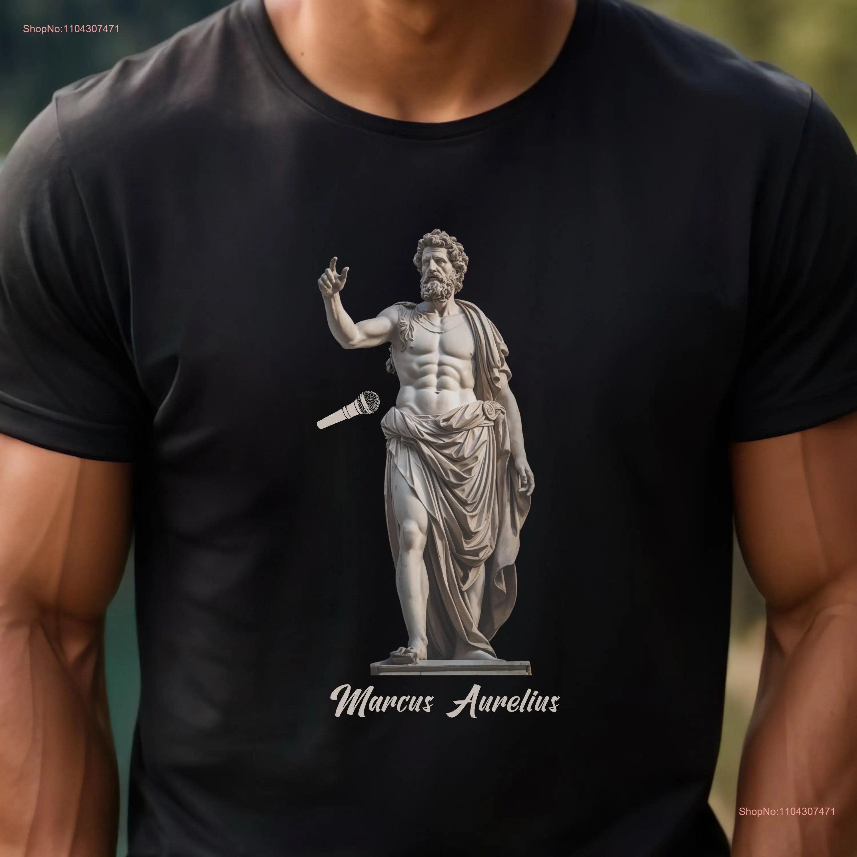 Philosopher T shirt Marcus Aurelius For Stoic Him Philosophy Stoicism Student Roman Statue long or short sleeves