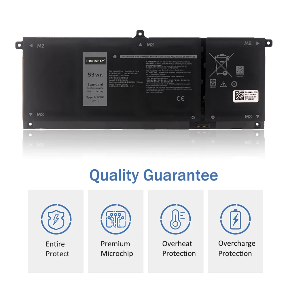 LUSONBAY H5CKD Laptop Battery For DELL Inspiron 5408 5508 5509 5400 5406 7405 7500 7506 2-in-1 For DELL Latitude 3410 3510 53W