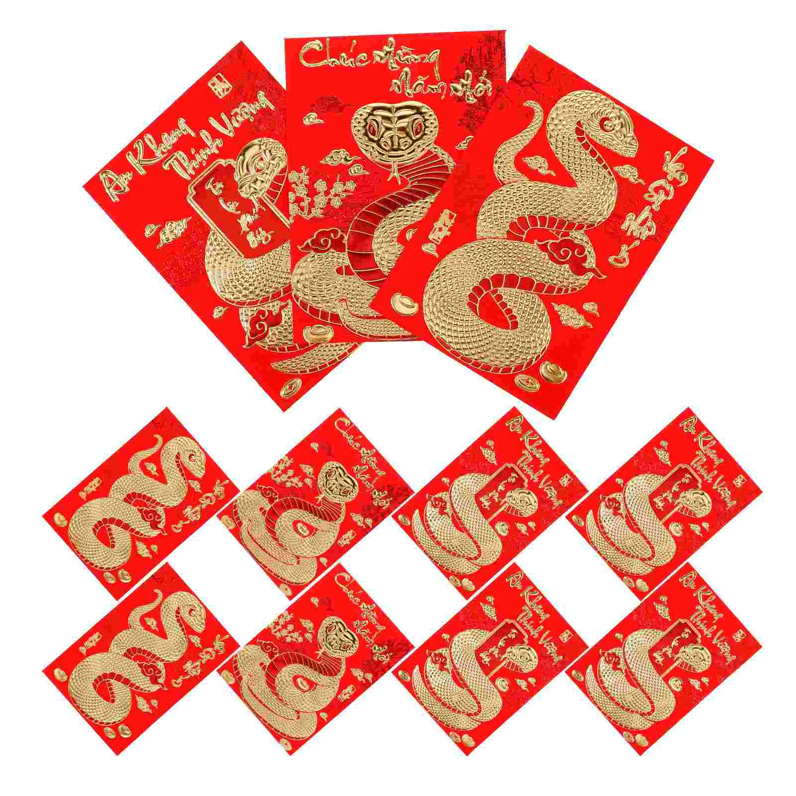 18 Pcs Year of The Snake Spring Festival Red Envelope Vietnamese New Pocket Money Envelopes Wallet Paper Gift