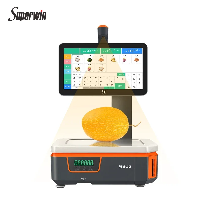 AI scale Supermarket pos cash register touch monitor desktop all-in-one computer pos scale