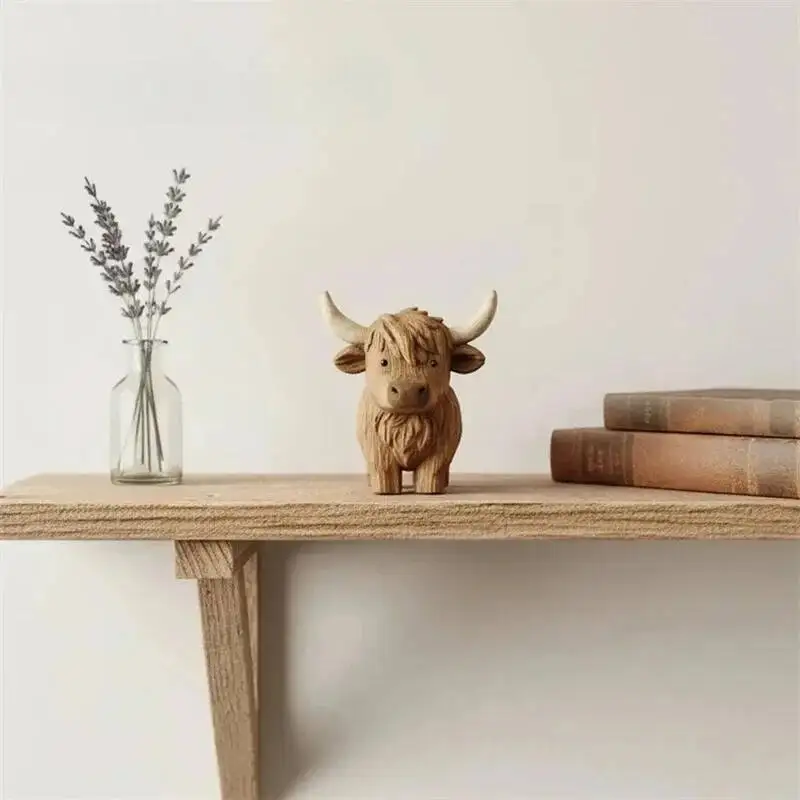 Highland Cow Statue Rustic Sculpture Table Centerpiece Home Decor For Animal Lovers Christmas Birthday Gift